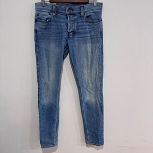 Hollister California Womens Jeans 30x32 Blue Denim Button Fly Slim Fit